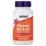 فيتامين د-3 وك-2، فيتامين د3 وك-2، 120 كبسولة.NOW Foods, Vitamin D-3 & K-2, Vitamin D3 und K2, 120 Kapseln