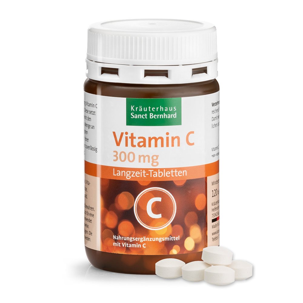 1445 أقراص فيتامين سي طويلة الأمد. Vitamin-C-Langzeit 300mg-120 Tabletten - الصورة 1