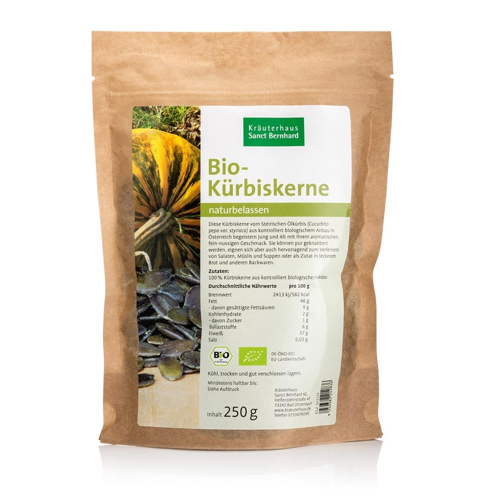 612 بذور اليقطين العضوية الطبيعية. Bio-Kürbiskerne naturbelassen. Kräuterhaus - الصورة 1