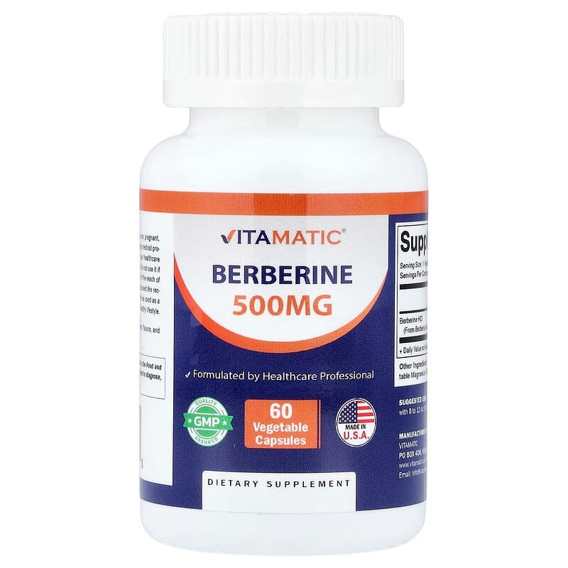 24 (6) بربارين، 500 ملغ، 60 كبسولة عشبية.Vitamatic, Berberin, 500 mg, 60 pflanzliche Kapseln - الصورة 1