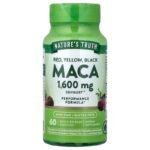 ماكا حمراء وصفراء وسوداء، 1600 ملغ، 60 كبسولة ذات إفراز سريع.rotes, gelbes, schwarzes Maca, 1.600 mg, 60 Kapseln