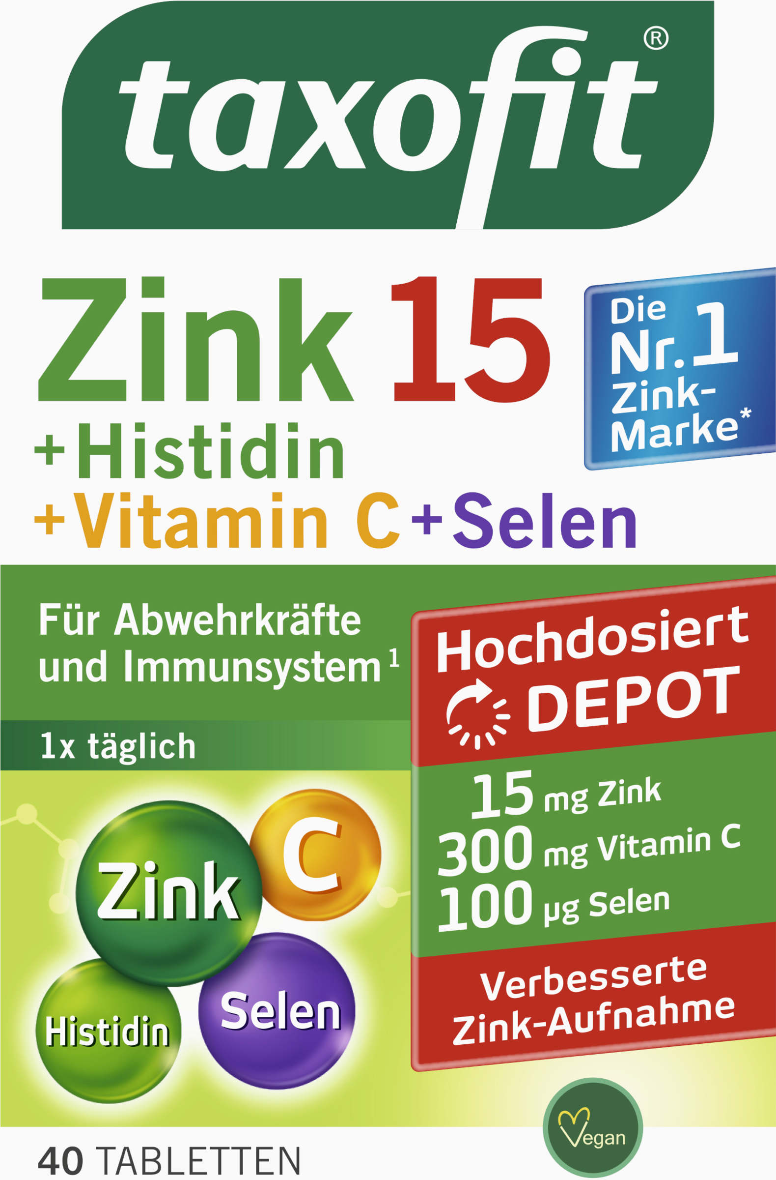 MAM_12303955_SHOP_IMAGE_1.4 أقراص مخزنة من الزنك + الهستيدين + السيلينيوم .taxofit Zink+Histidin+Selen Depot Tabletten - الصورة 1