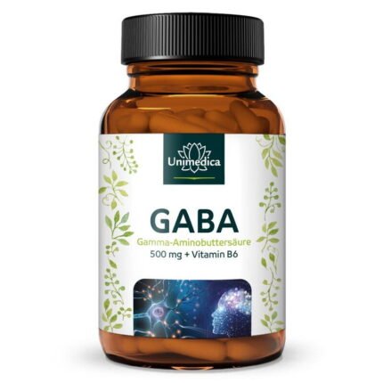 GABA - 500 mg  - 200 Kapseln - von Unimedica. حمض جاما أمينوبوتيريك مع فيتامين ب6