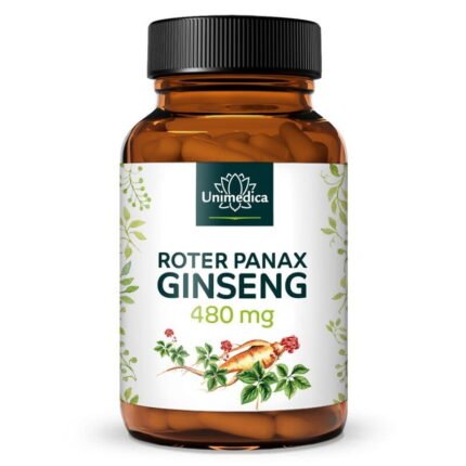 Roter Panax Ginseng Extrakt 100 Kapseln - von Unimedica.